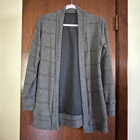 Pink Floyd up cycle cardigan fuzzy grey stripe handmade prisms rainbow - Picture 3 of 4